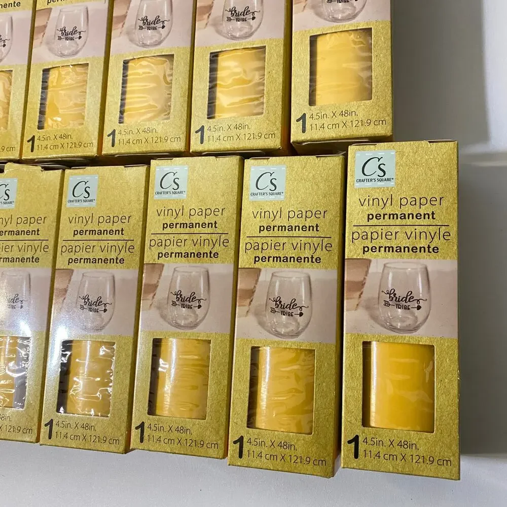 15 Yellow Glossy Crafter's Square Vinyl Paper Permanent 4.5in x 48in New